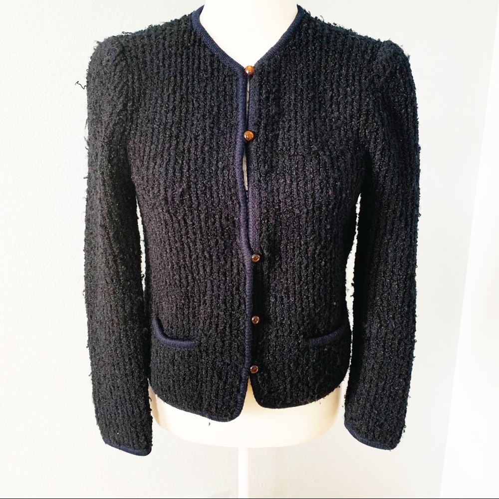 Vintage Jacobsons Black Cable Knit Cardigan Sz Sm